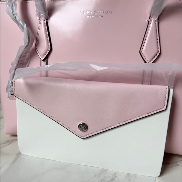 New Limiter Edition Tory Burch Bon Bon Patent Leather Perry Tote Pink - Picture 7 of 9